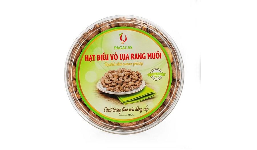 Hạt điều rang muối vỏ lụa Pagacas - Hộp tròn 500g